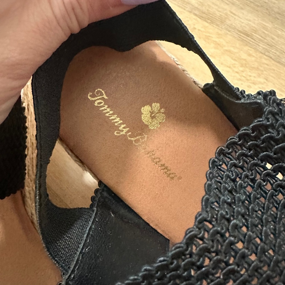 Tommy Bahama | Woman's Sakura Black Crochet Espadrille Wedge Sandals, Size 8M - Picture 3 of 7